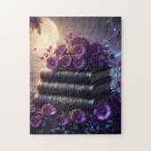 Gotisch boek paarse bloemen legpuzzel (Verticaal)