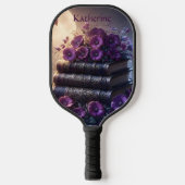 Gotisch boek paarse bloemen pickleball paddle (Voorkant)