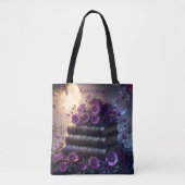 Gotisch boek paarse bloemen tote bag (Voorkant)