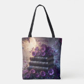 Gotisch boek paarse bloemen tote bag (Achterkant)