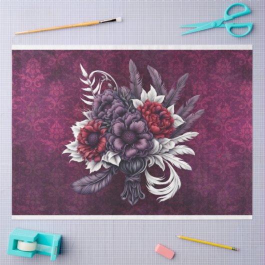 Gotisch Boeket & Damask 18b Decoupage Tissuepapier (Craft)