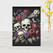 Gotisch boeket met drie schedels en een uilenverja kaart (Gele Bloem)
