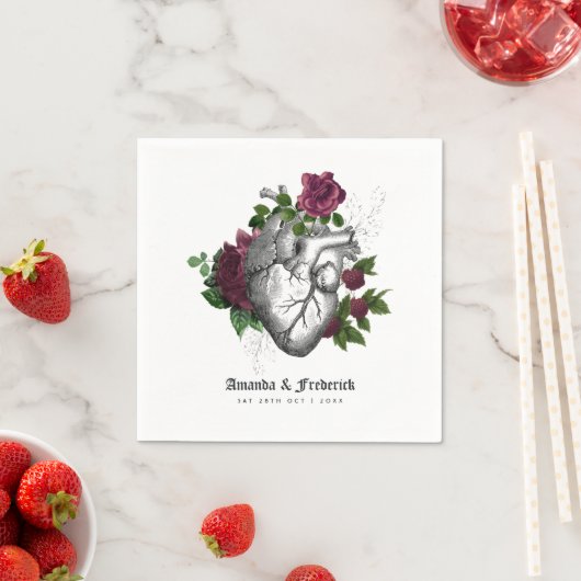  Gotisch Bourgondisch Bloemenhart Halloween Servet (Insitu)