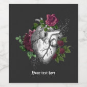  Gotisch Bourgondisch Bloemenhart Wijn Etiket (Enkel label)