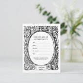 Gotisch Certificaat van Authenticiteit voor Kunst Bedankkaart (Staand voorkant)