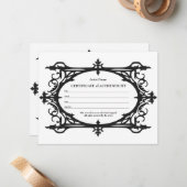 Gotisch Certificaat van Authenticiteit voor Kunst Notitiekaartje (Voorkant / Achterkant in situ)