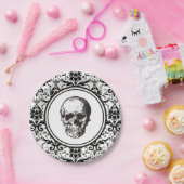 gotisch damast patroon schedel HALLOWEEN Papieren Bordje (Feest)