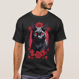 Gotisch Dierenportret Zwarte kat T-shirt