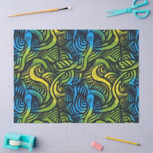 Gotisch Donker Gevoel Blauw Groen Geel Tissuepapier (Craft)