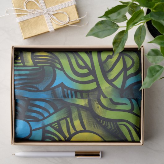 Gotisch Donker Gevoel Blauw Groen Geel Tissuepapier (Geschenk)