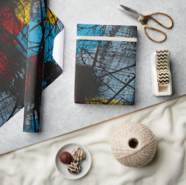 Gotisch Donkerblauw Zwart Rood Geel Cadeaupapier