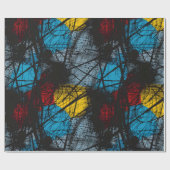 Gotisch Donkerblauw Zwart Rood Geel Cadeaupapier (Vlak)