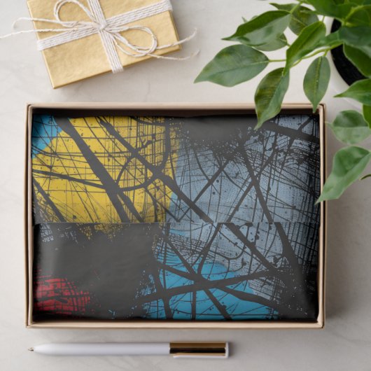 Gotisch Donkerblauw Zwart Rood Geel Tissuepapier (Geschenk)