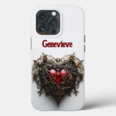 Gotisch donkerrood hart  filigraan Case-Mate iPhone case (Achterkant)