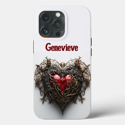 Gotisch donkerrood hart  filigraan Case-Mate iPhone case (Achterkant)