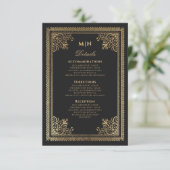  Gotisch Goud Victoriaans Bruiloft Details Informatiekaartje (Staand voorkant)