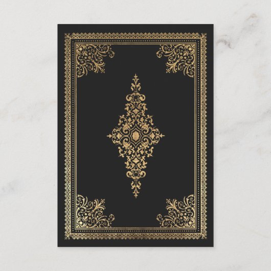  Gotisch Goud Victoriaans Bruiloft Details Informatiekaartje (Achterkant)