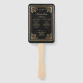 Gotisch Goud Victoriaans Trouwprogramma Handwaaier (Achterkant)