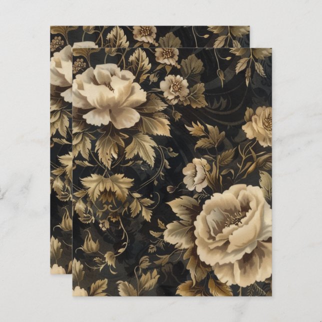  Gotisch Grunge Bloemen Scrapbook Papier (Voorkant / Achterkant)