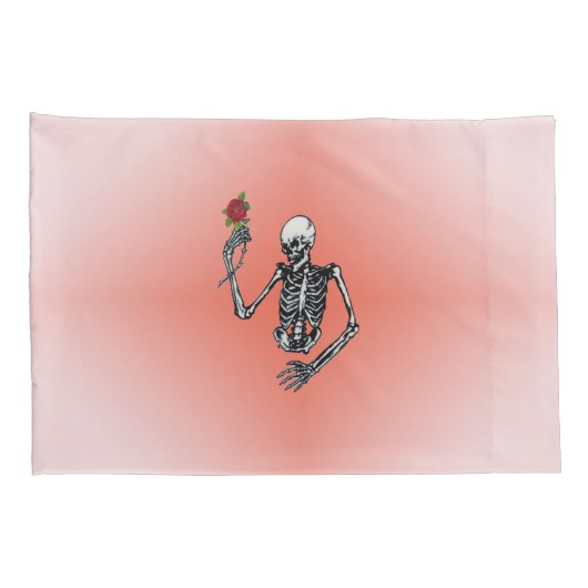 Gotisch half skelet met rode roze kussensloop (Achterkant-Rechts)