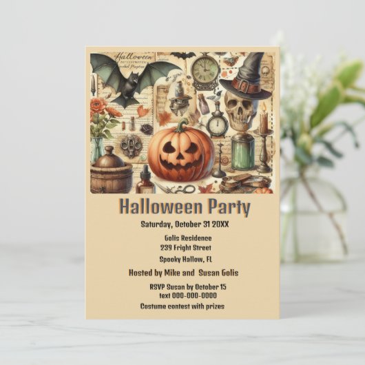  Gotisch Halloween Feest Kaart (Staand voorkant)