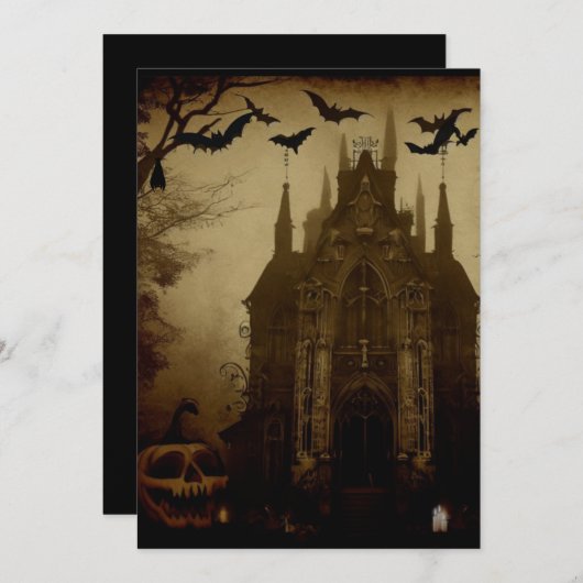 Gotisch/Halloween/herfst/pompoen Feestdagenkaart (Voorkant / Achterkant)