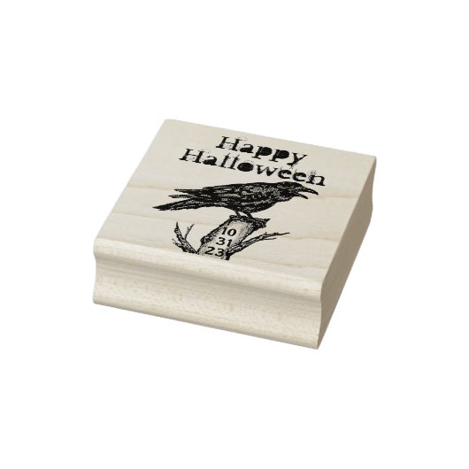  Gotisch Halloween Raven Crow Date Initiaal Rubberstempel (Stempel)