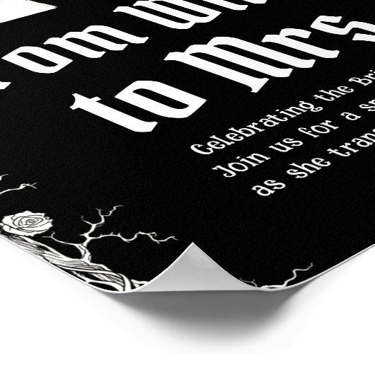 Gotisch Halloween skelet van heks tot mevrouw teke Poster (Hoek)