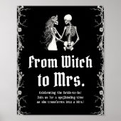 Gotisch Halloween skelet van heks tot mevrouw teke Poster (Voorkant)