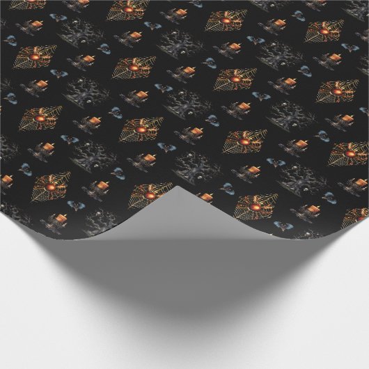  gotisch Halloweenpatroon Cadeaupapier (Hoek)