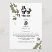 Gotisch Hart Bloemen Schedel Bruiloft Route Programmakaart (Voorkant)