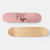 Gotisch hart en rozen op roos goud met monogram persoonlijk skateboard (Horizontaal)