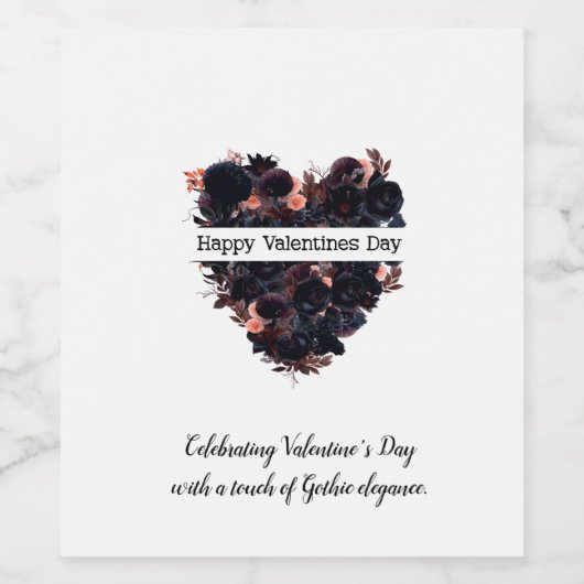 Gotisch hart gemaakt van zwarte bloemen. Donkere r Wijn Etiket (Enkel label)