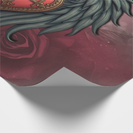 Gotisch hart met bloei en vleugels. cadeaupapier (Hoek)