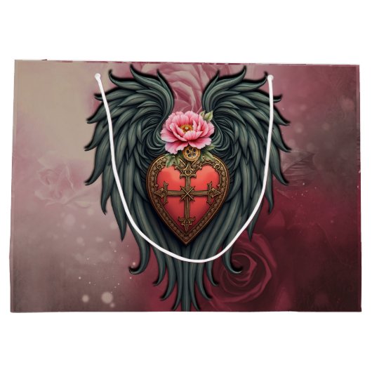 Gotisch hart met bloei en vleugels. groot cadeauzakje (Achterkant)