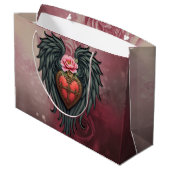 Gotisch hart met bloei en vleugels. groot cadeauzakje (Achterkant Gekanteld)