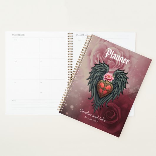 Gotisch hart met bloei en vleugels planner (Display)