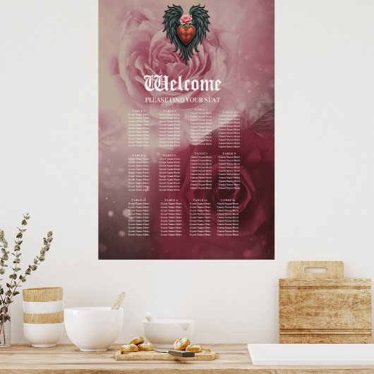 Gotisch hart met bloei en vleugels. poster (Keuken)