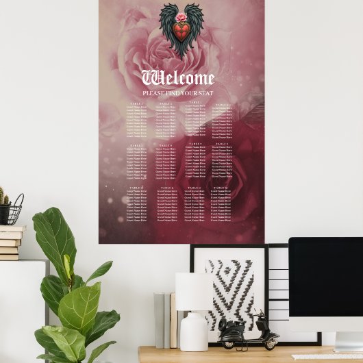 Gotisch hart met bloei en vleugels. poster (Thuiskantoor)