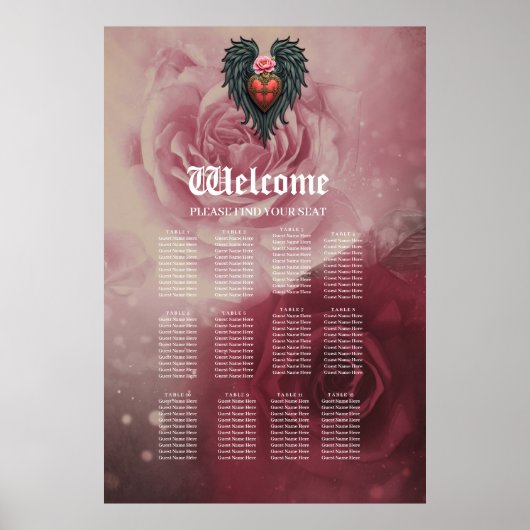 Gotisch hart met bloei en vleugels. poster (Voorkant)