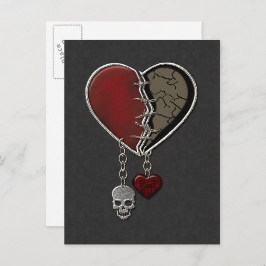 Gotisch Hart met Schedel Briefkaart (Voorkant / Achterkant)