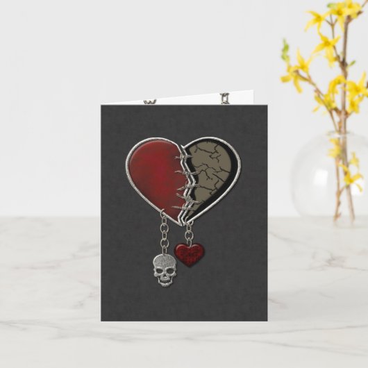 Gotisch Hart met Schedel Kaart (Gele Bloem)