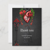 Gotisch hart rode bloemen bedankkaart (Voorkant)