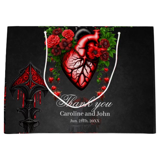 Gotisch hart rode bloemen. groot cadeauzakje (Voorkant)