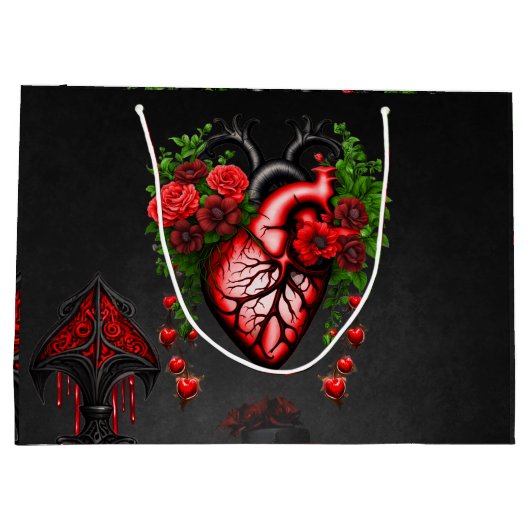Gotisch hart rode bloemen. groot cadeauzakje (Achterkant)