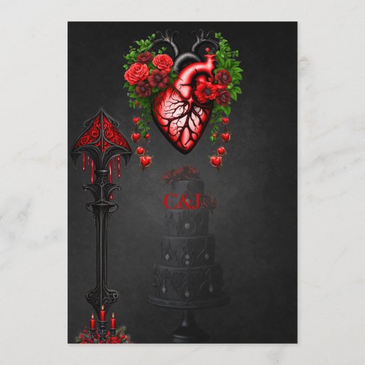 Gotisch hart rode bloemen. menu (Achterkant)