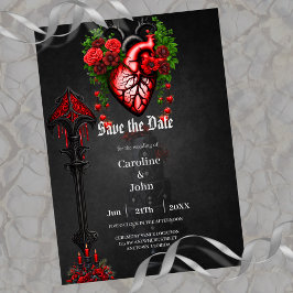 Gotisch hart rode bloemen. save the date