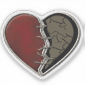 Gotisch Hart Rood Zwart Edelsteen Sticker (Voorkant)