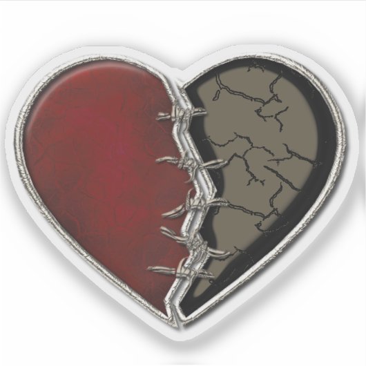 Gotisch Hart Rood Zwart Edelsteen Sticker (Voorkant)