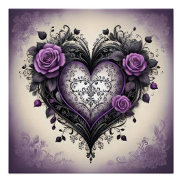 Gotisch hart, Rozen en filigraan 🖤  ontwerp Perfect Poster